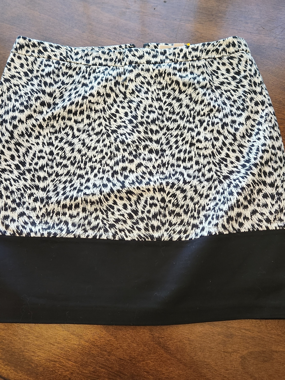 Michael Kors Black and White Patterned Mini Skirt with Solid Black Band